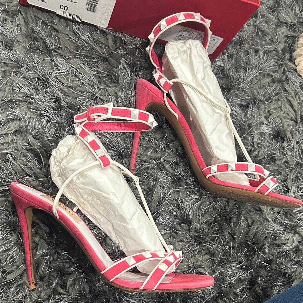 Valentino Garavani Women's Pink Studded Strappy Sandals